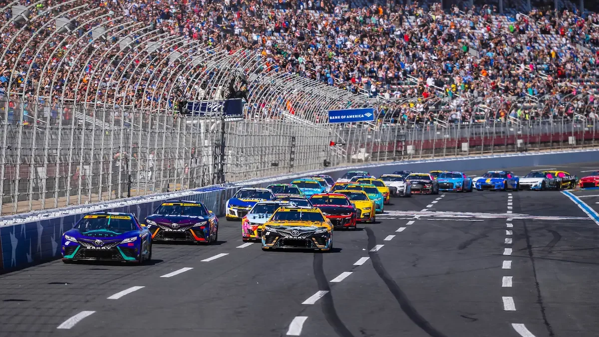 NASCAR racing cars on the track