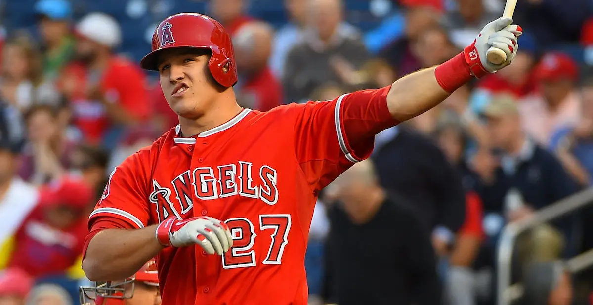 Mike Trout playing for the LA Angels in the MLB in 2014.