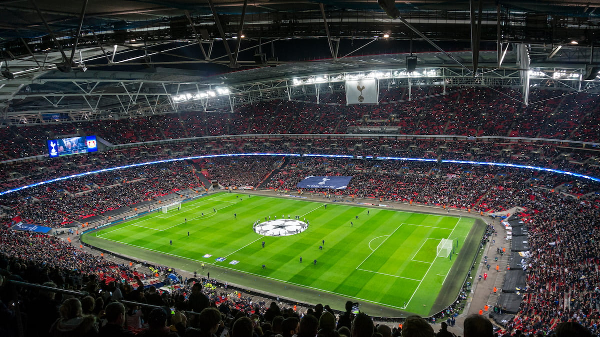 Wembley Stadium for an international soccer match.