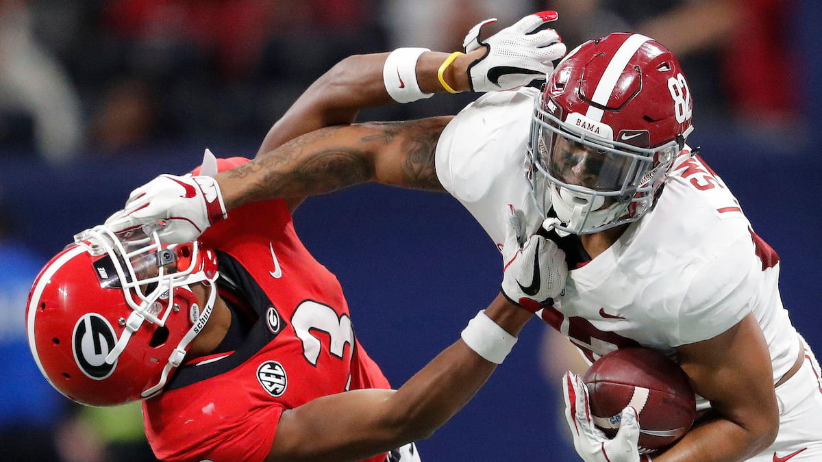 Alabama tight end Irv Smith Jr. hits Georgia defensive back Tyson Campbell.