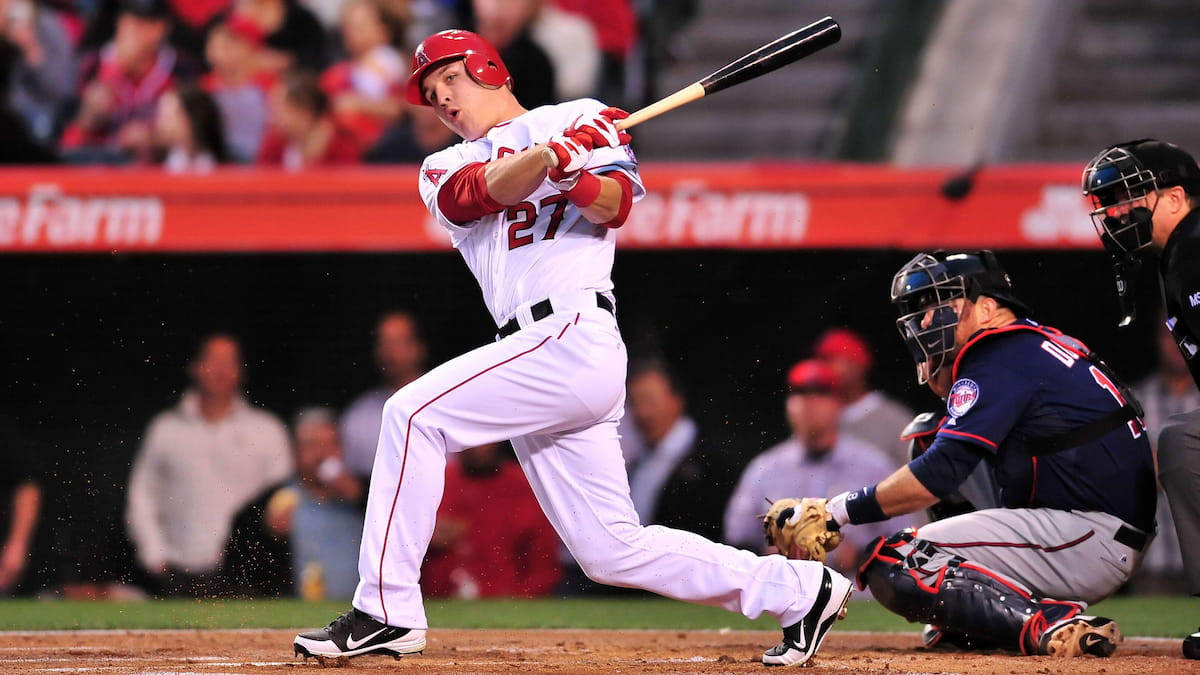 Mike Trout at bat for the Los Angeles Angels in his rookie season.