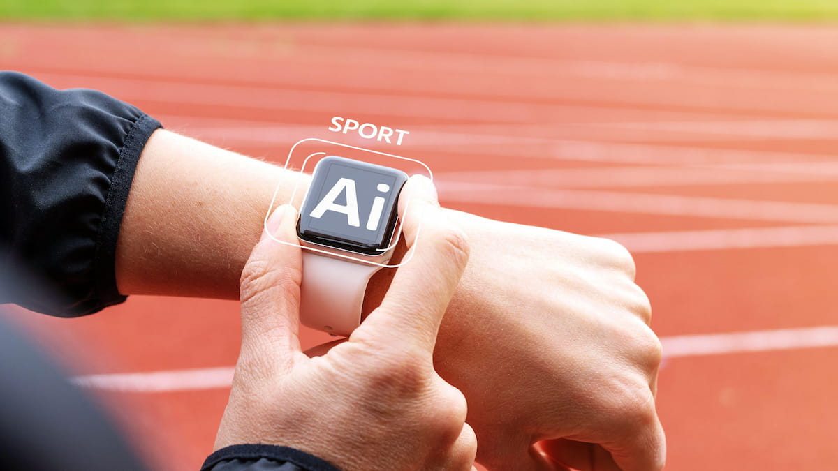 Sports coach checking AI powered watch.