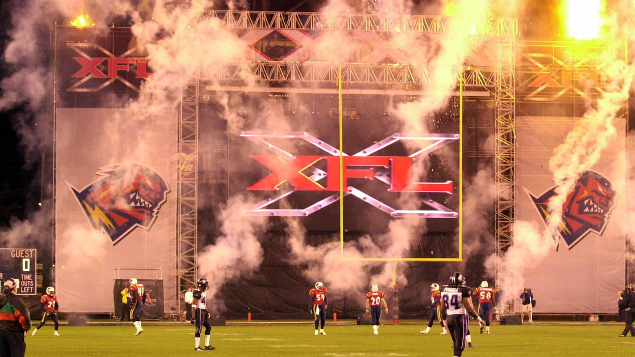 Fireworks at the opening of the Extreme Football League (XFL).