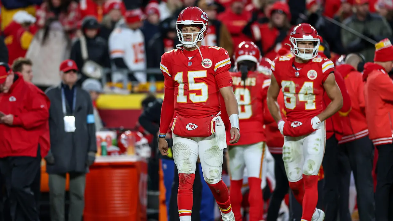 Patrick Mahomes of the Kansas City Chiefs walks off the field.