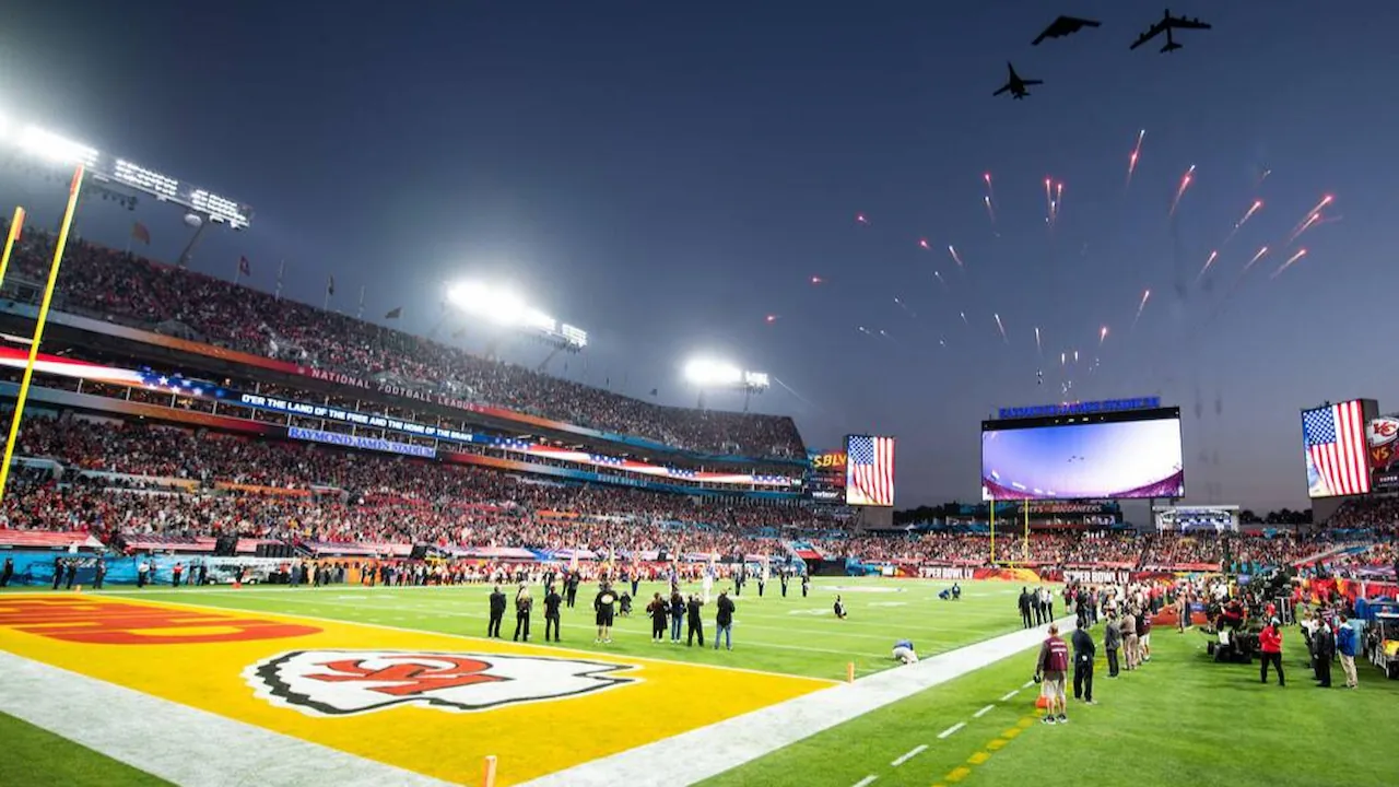 Opening ceremony of Super Bowl LVIII between the 49ers and Chiefs.