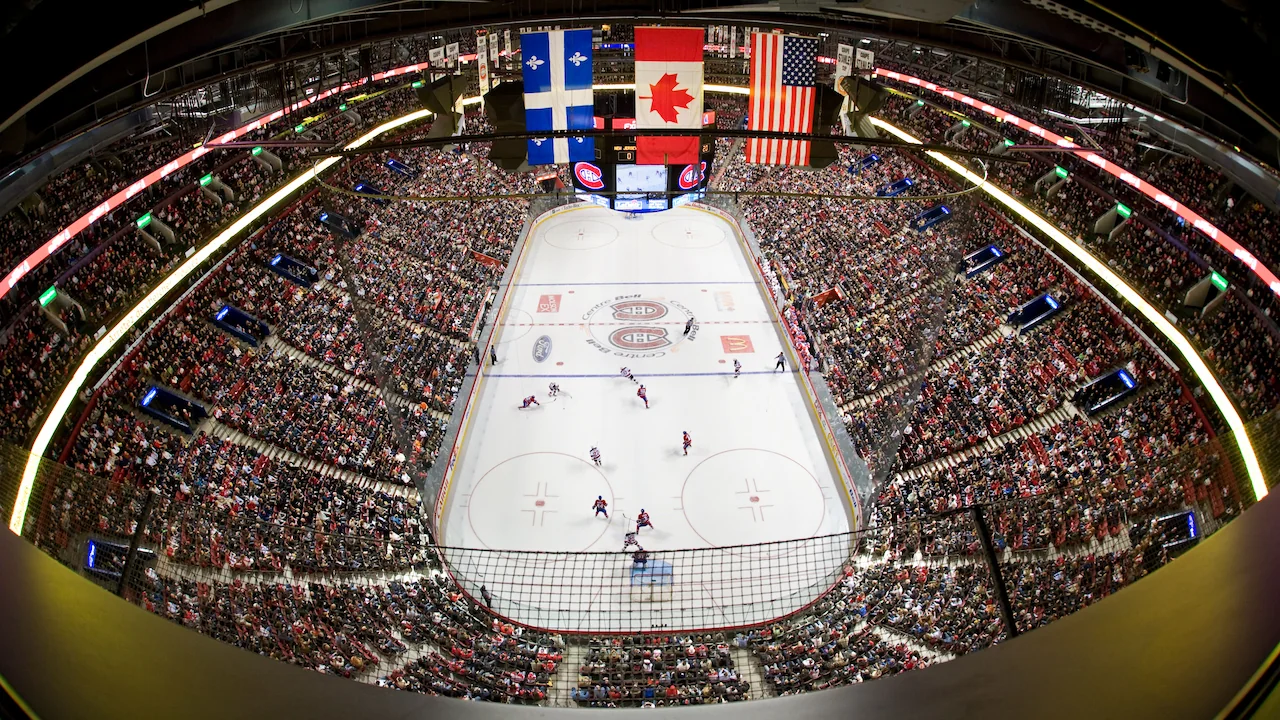 A packed Bell Centre in Quebec, home of the Montreal Canadiens.