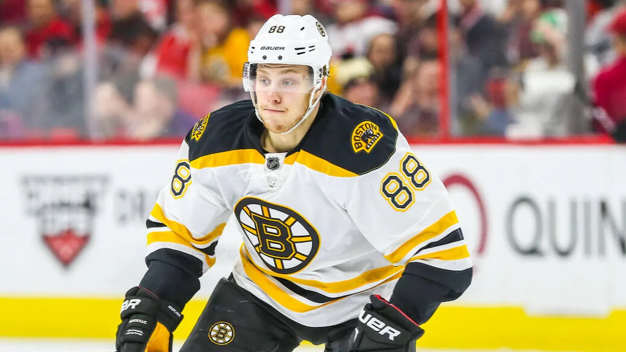 David Pastrnak playing for the Boston Bruins.